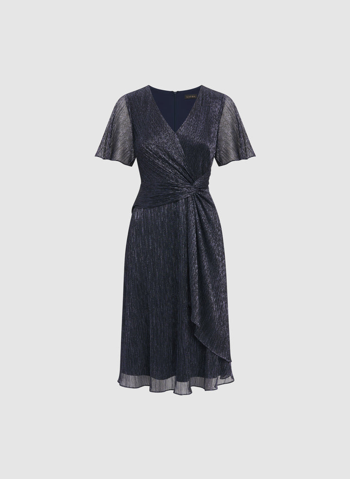 Metallic Plissé Dress
