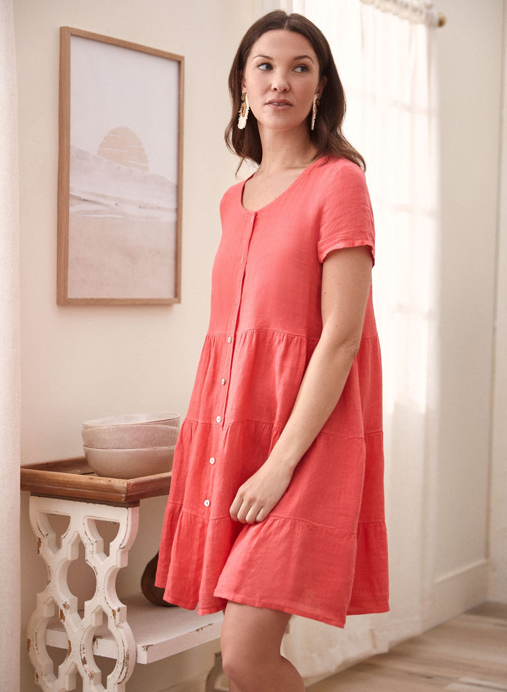 Linen Tiered Shirt Dress