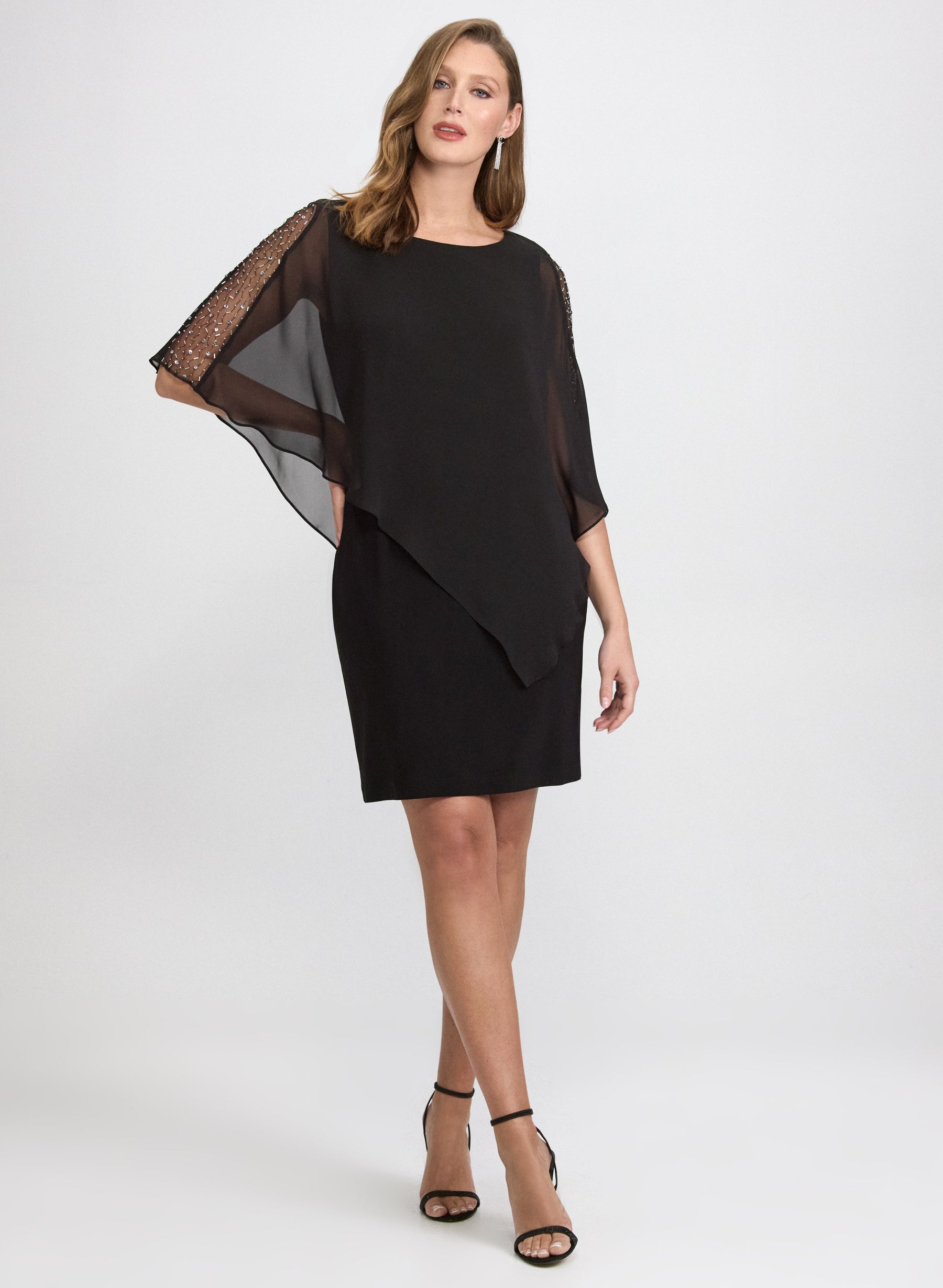 Beaded Capelet Overlay Dress