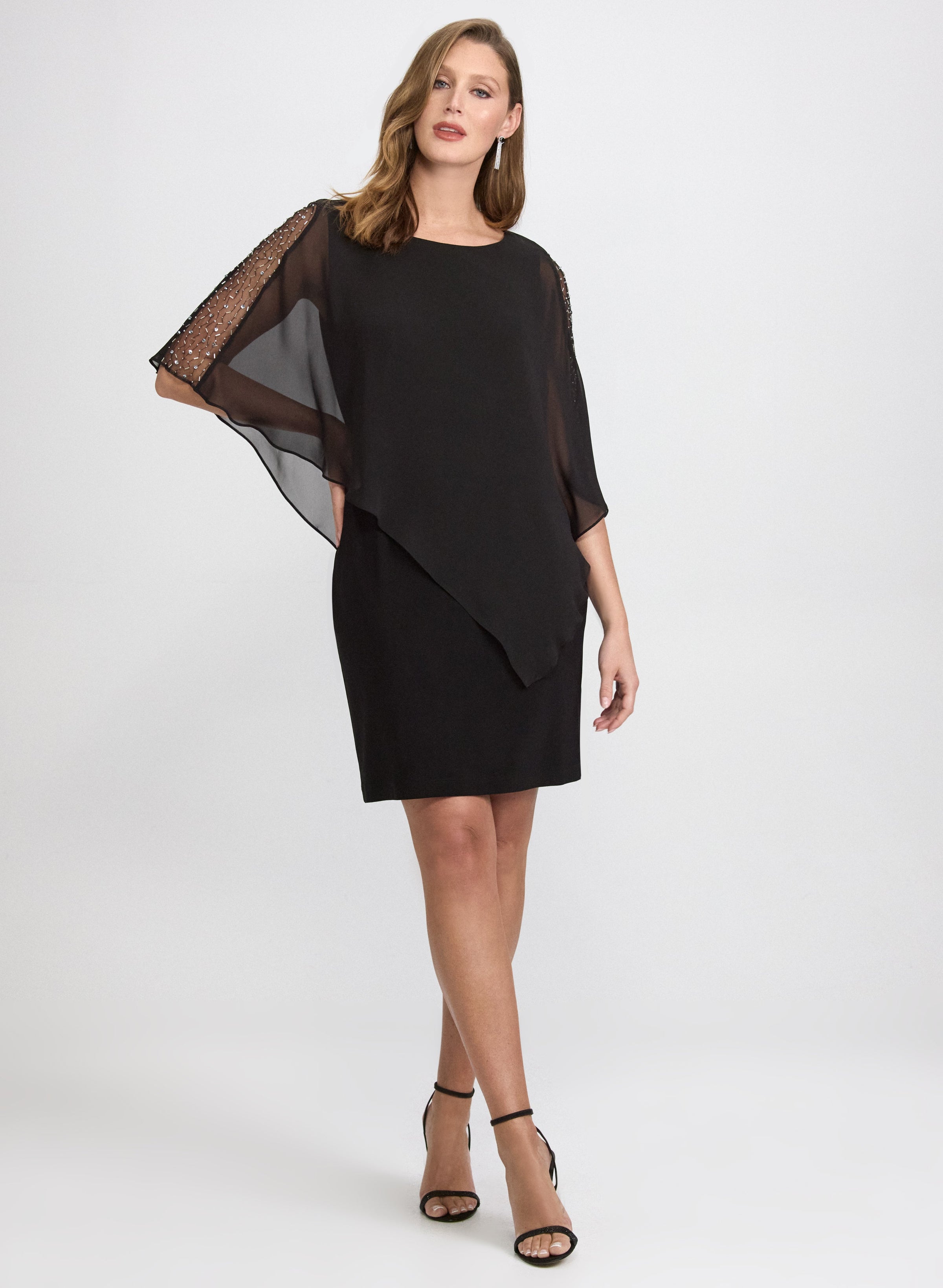 Beaded Capelet Overlay Dress