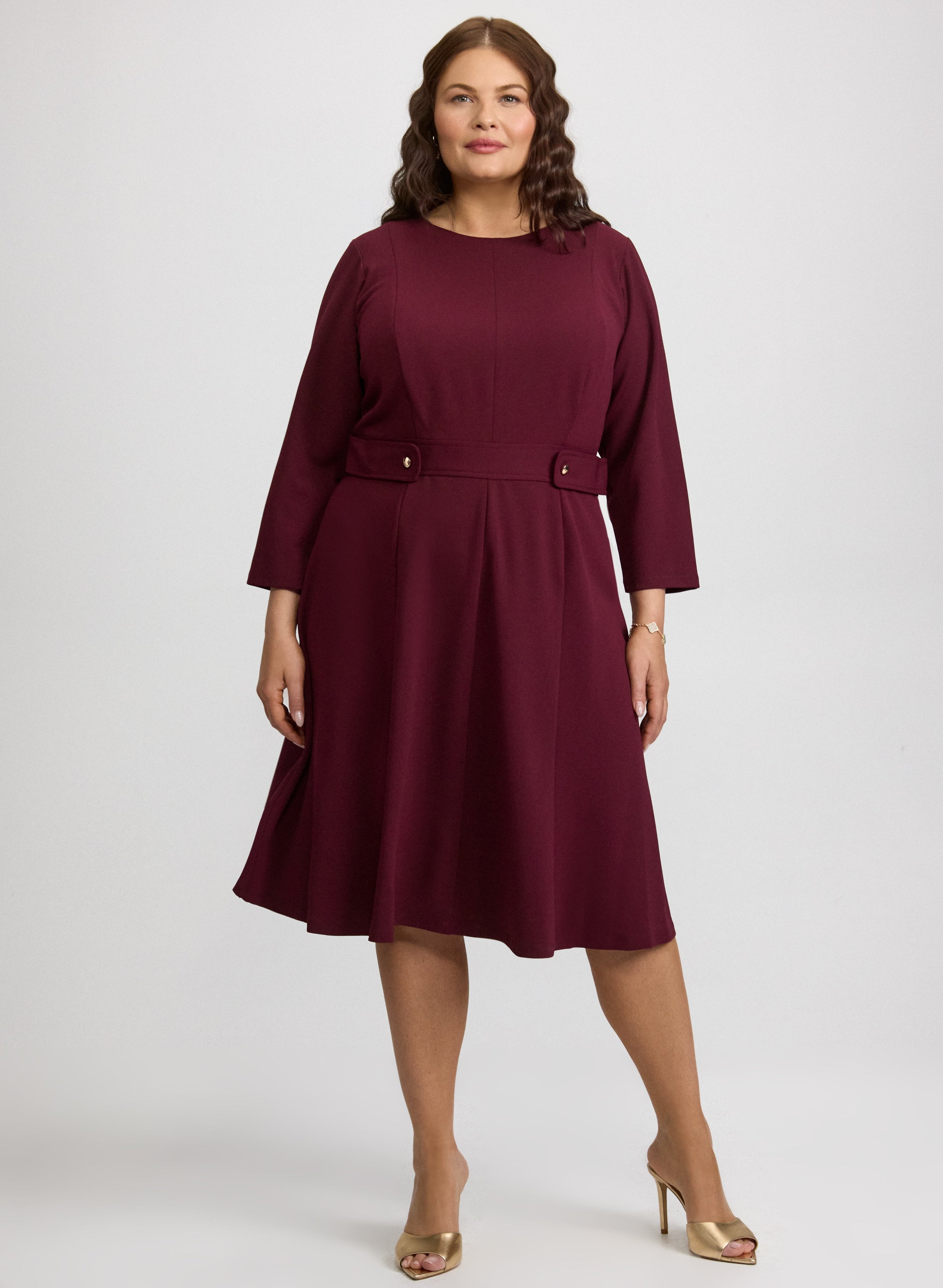Buttoned-Tab Detail Dress
