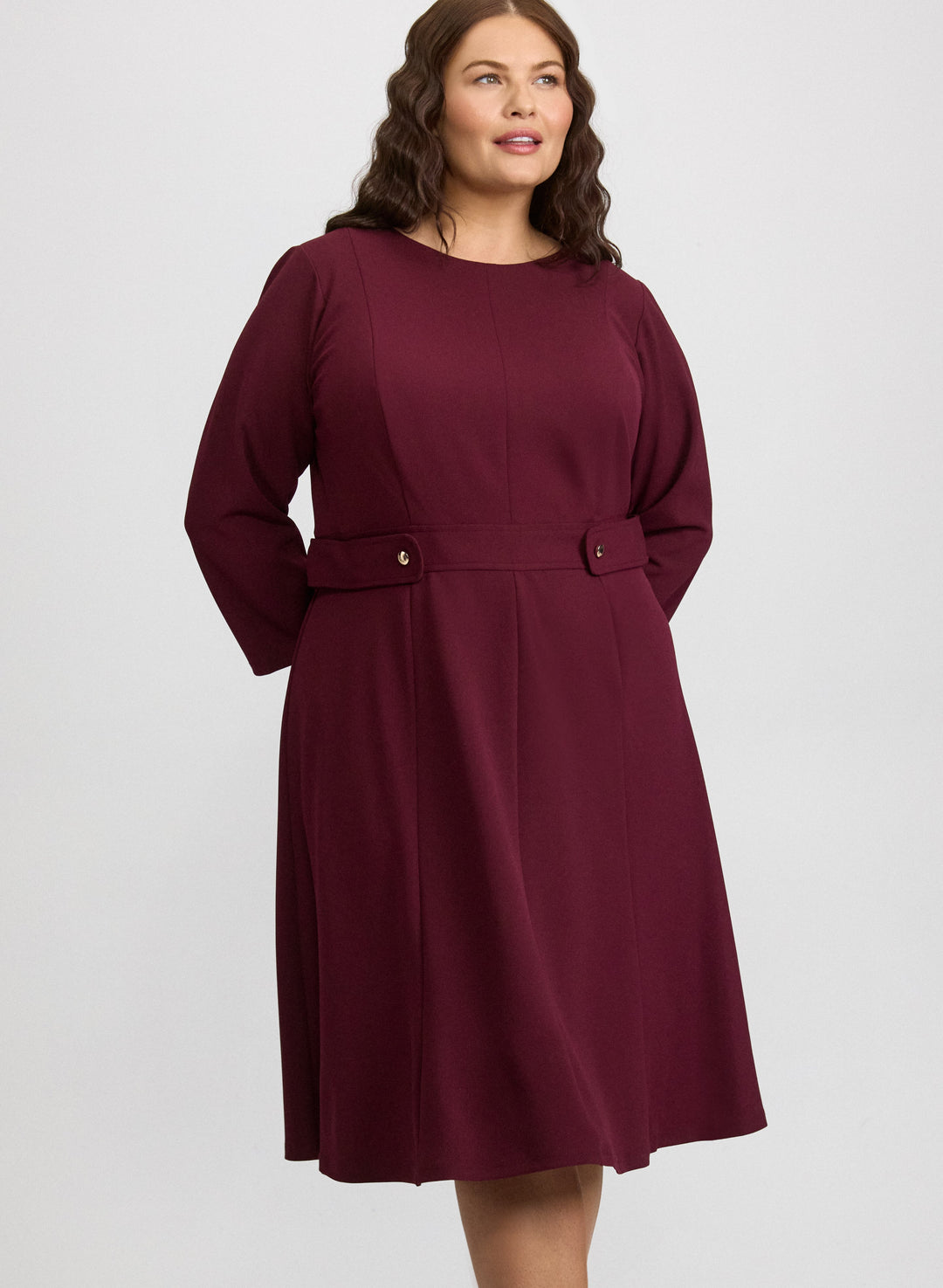 Buttoned-Tab Detail Dress