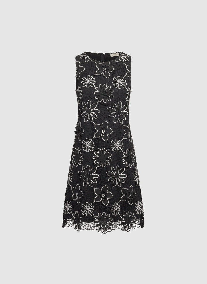Floral Embroidered Crochet Dress