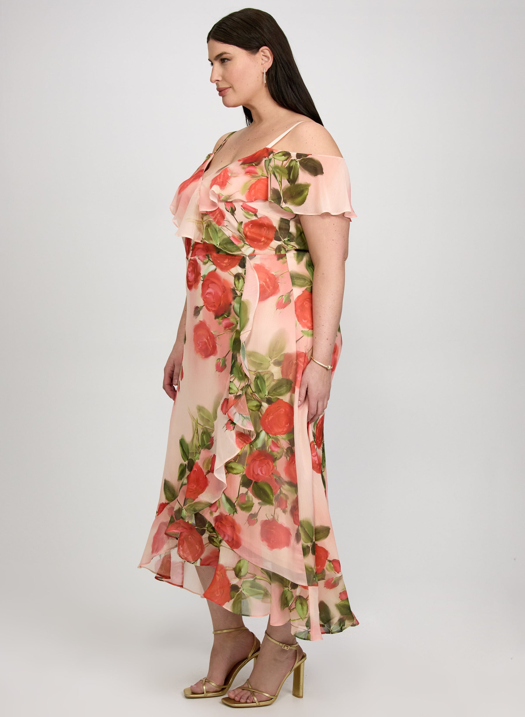 Rose Print Midi Dress