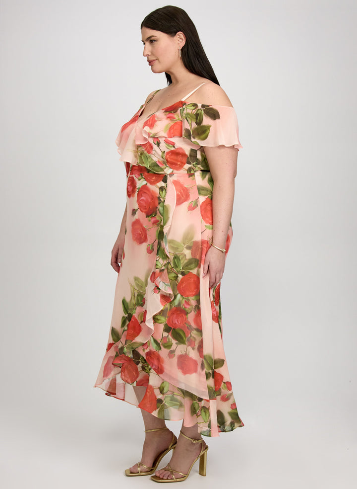 Rose Print Midi Dress