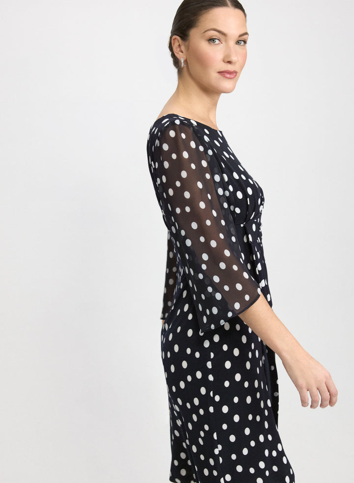 Polka Dot Cape Sleeve Dress