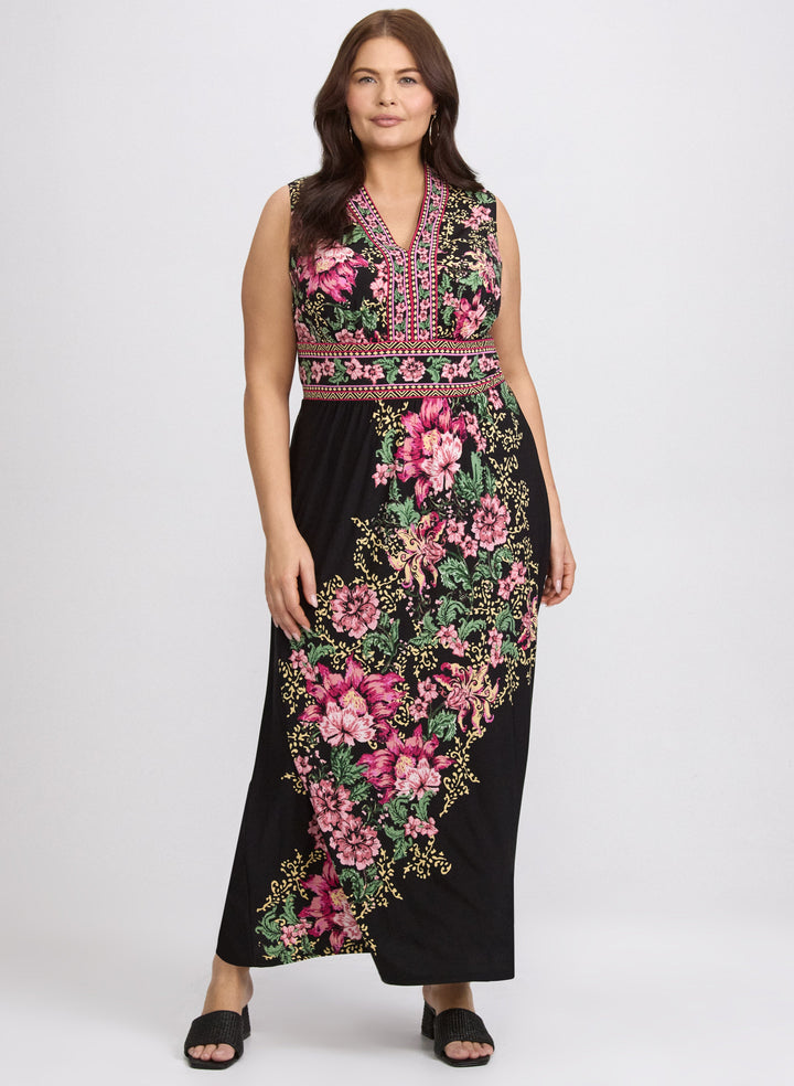 Floral Placement Print Dress