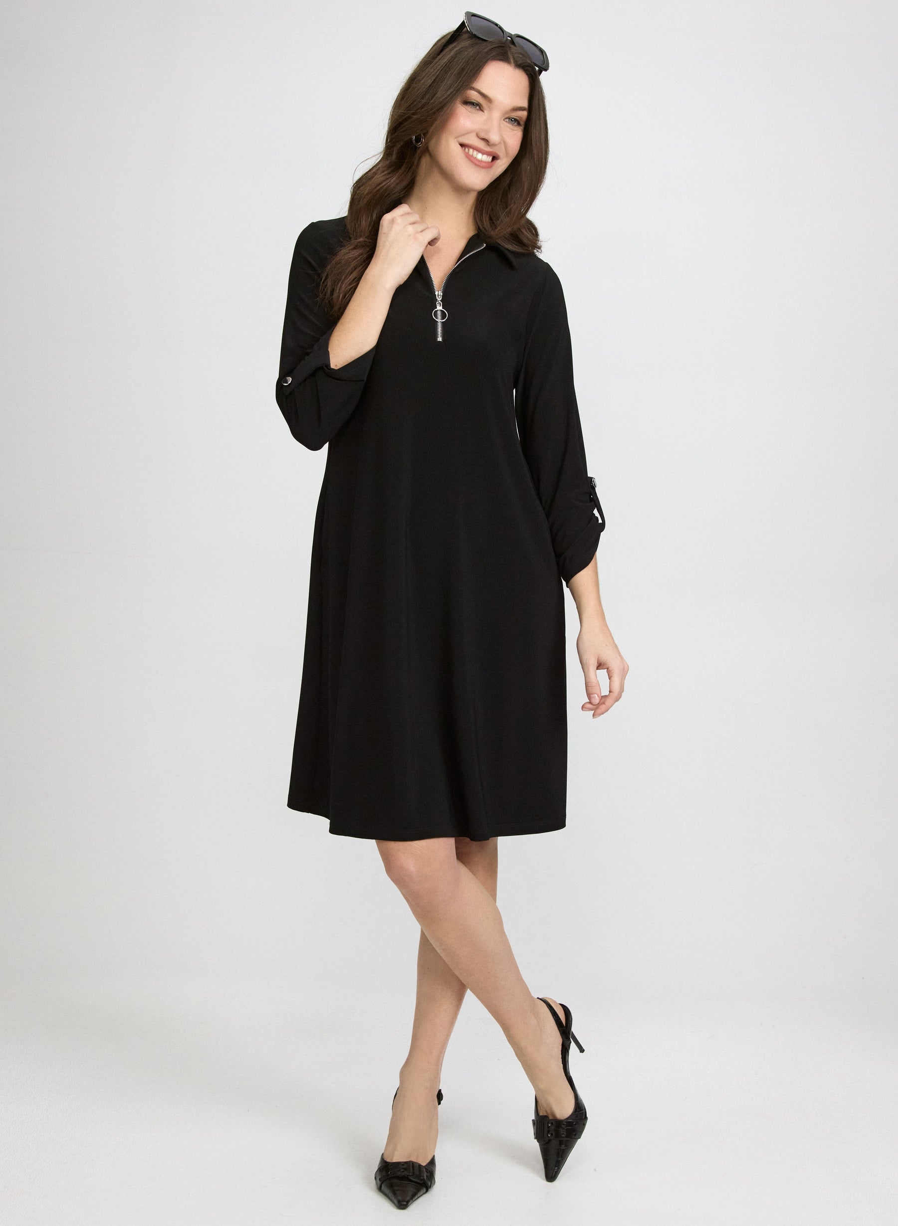 Half-Zip Jersey Dress