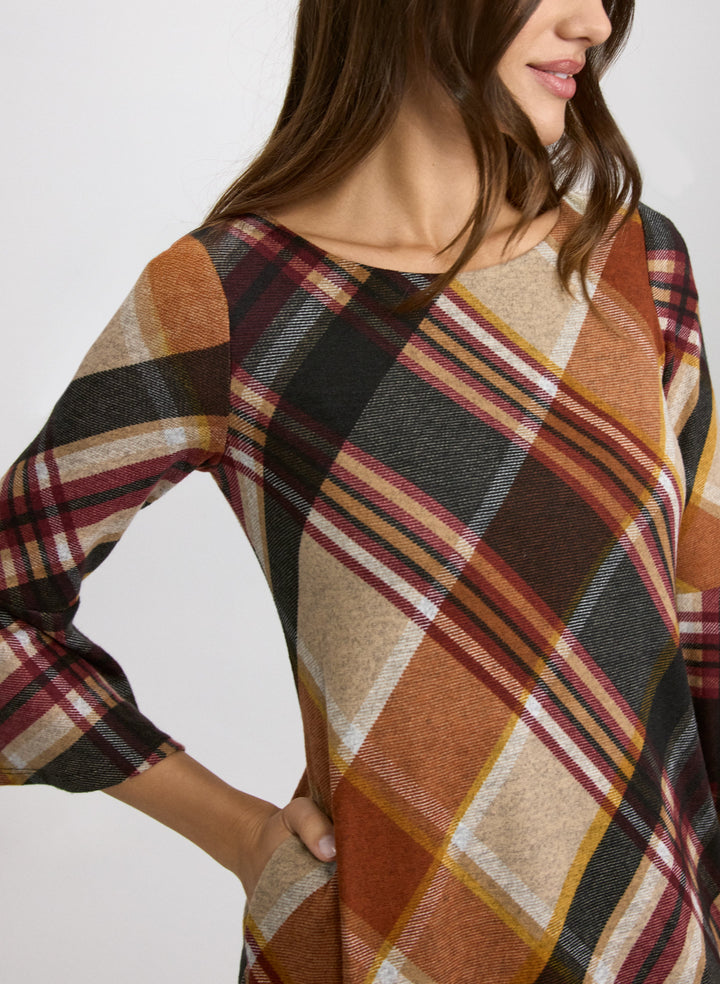 Plaid Bell Sleeve Dress