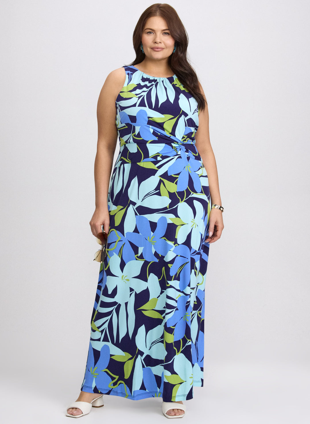 Floral Palm Print Maxi Dress