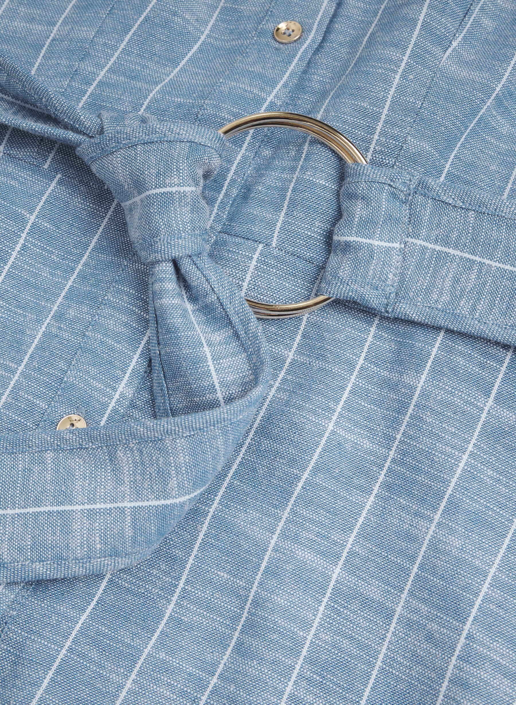 Striped Linen-Blend Shirt Dress