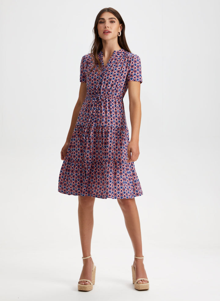 Geometric Print Tiered Midi Dress