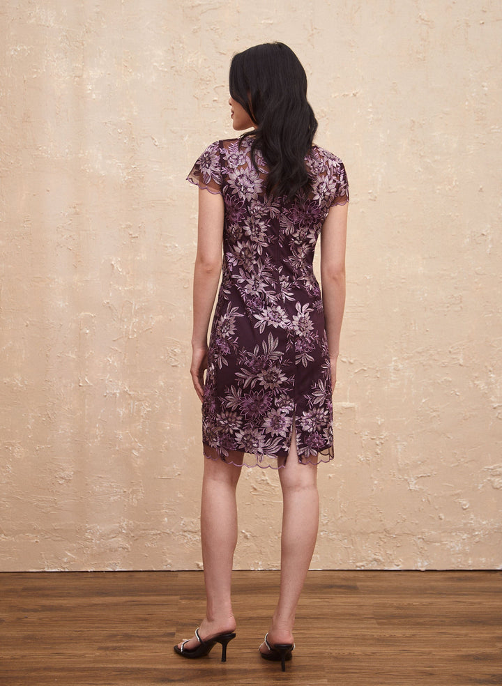 Floral Embroidery & Mesh Dress