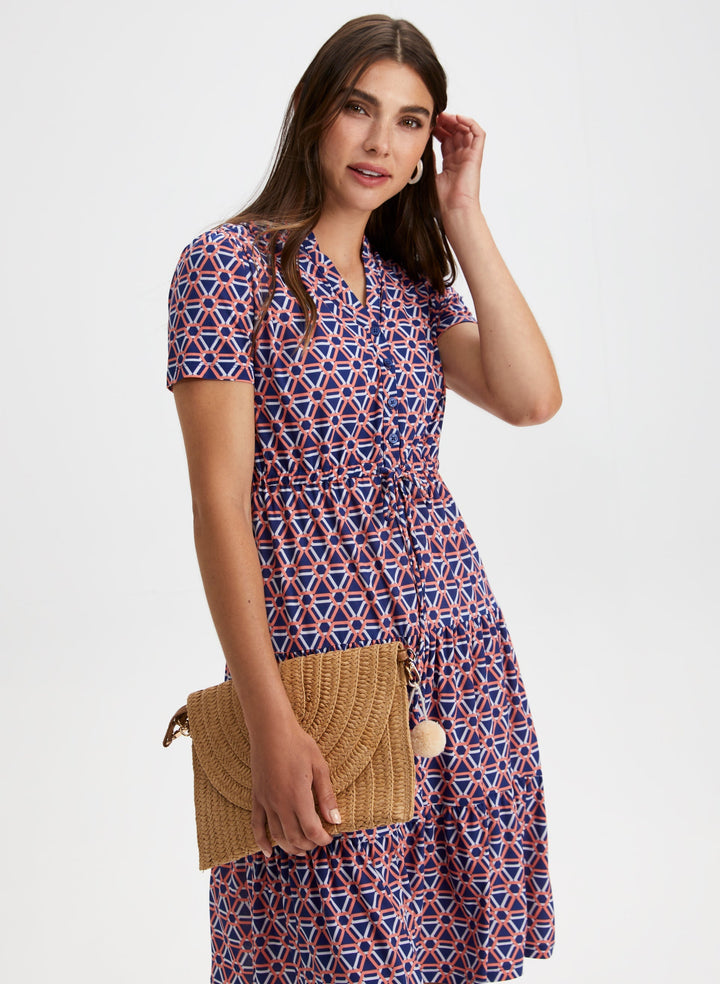 Geometric Print Tiered Midi Dress
