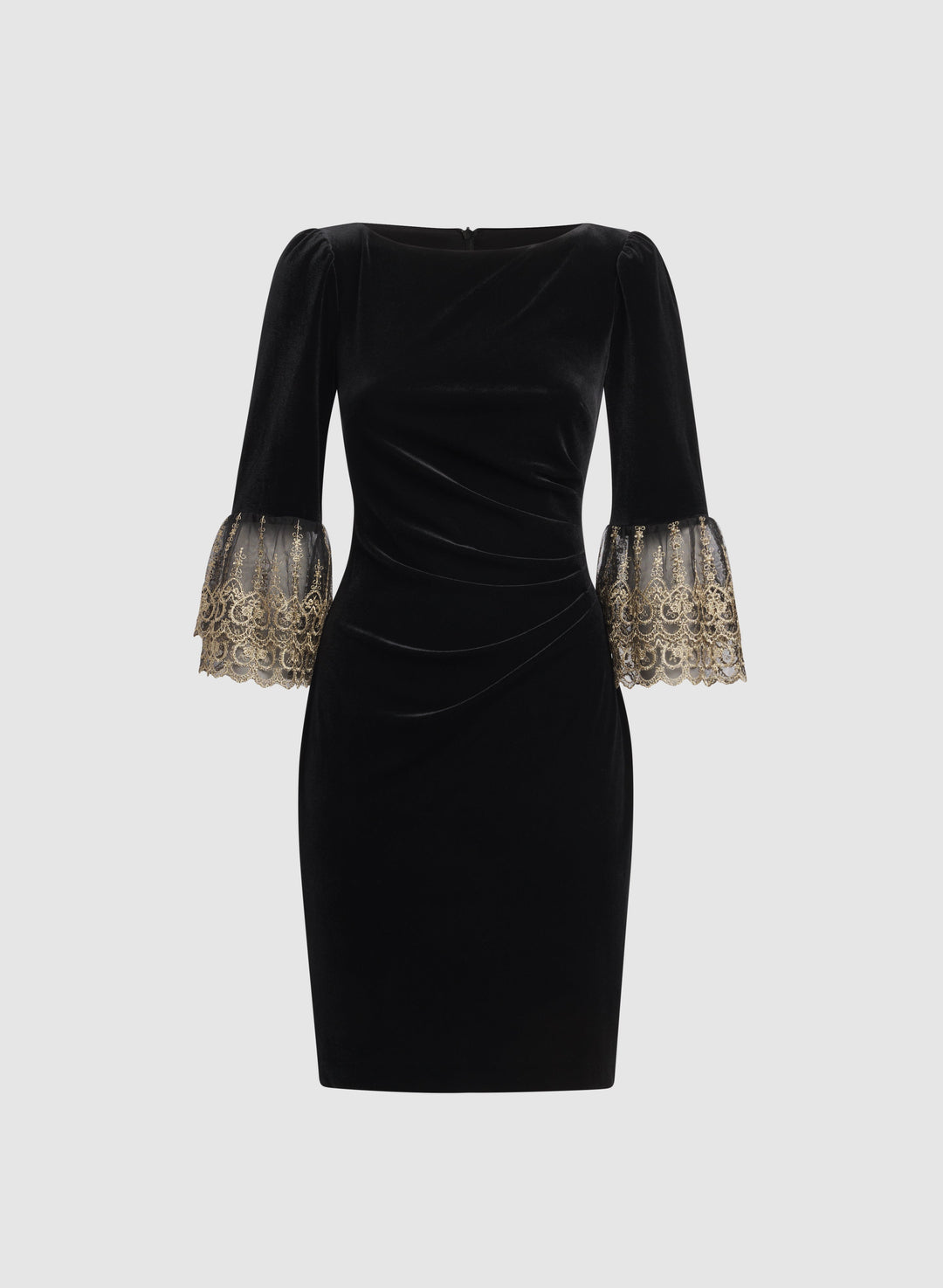Embroidered Sleeve Velvet Dress