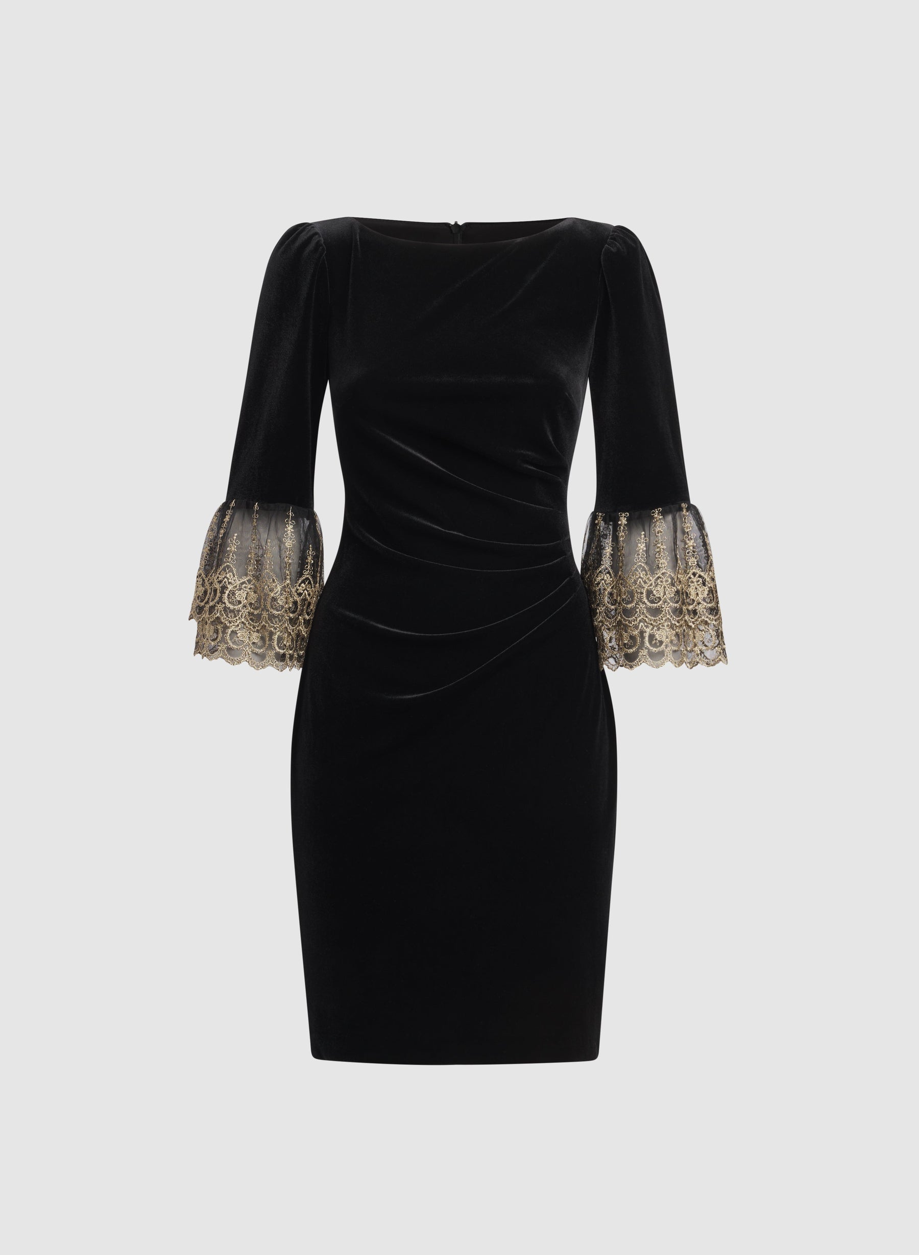 Embroidered Sleeve Velvet Dress