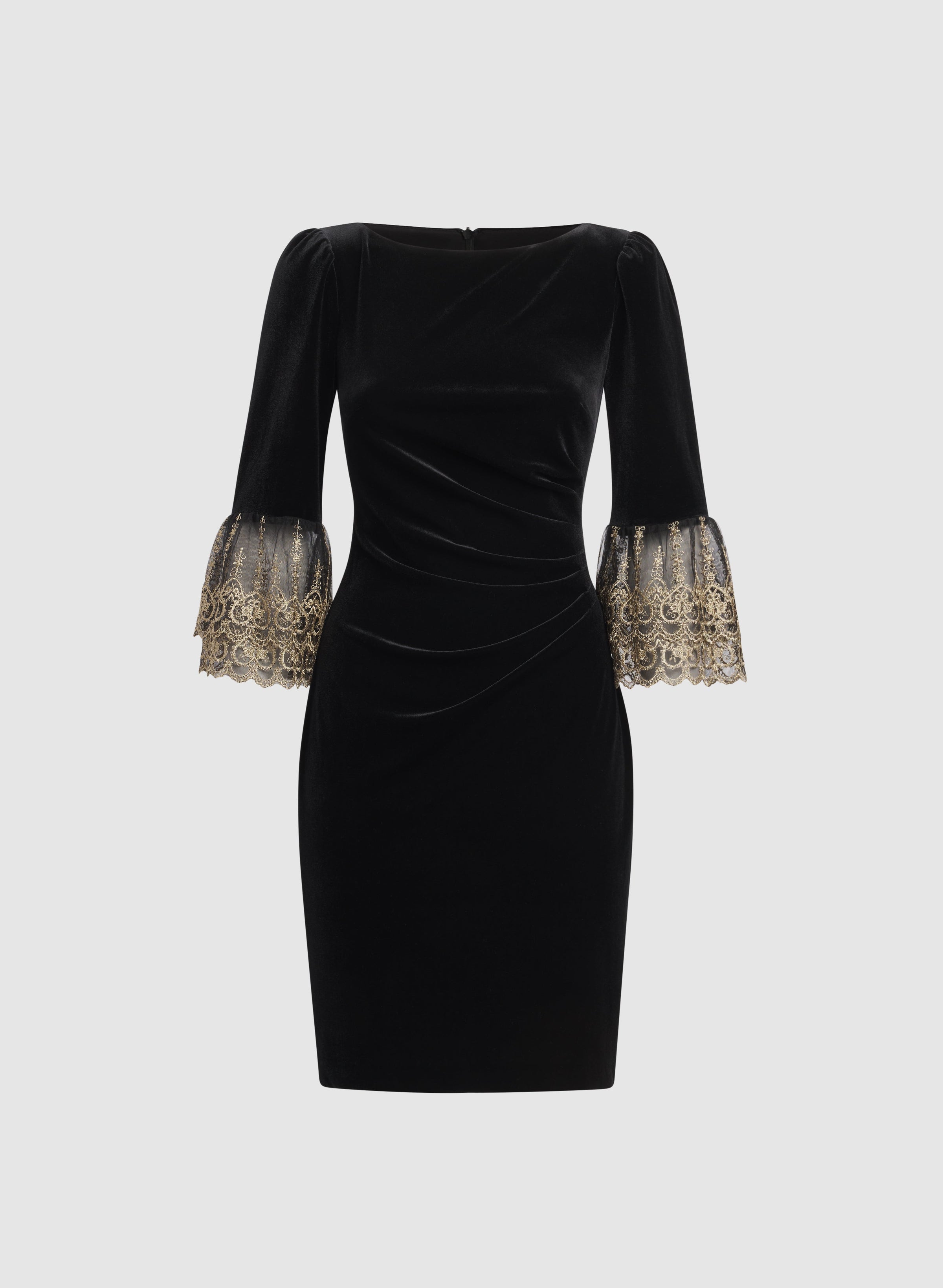 Embroidered Sleeve Velvet Dress