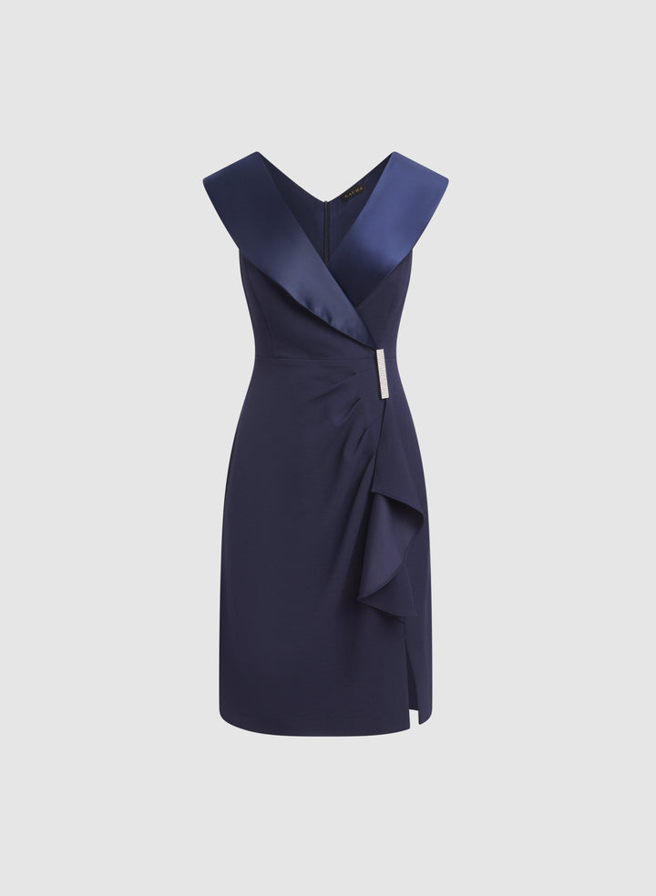 Tuxedo Satin Collar Dress