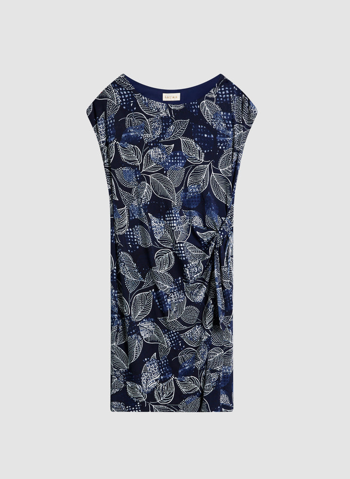 Leaf Print Cap Sleeve Dress