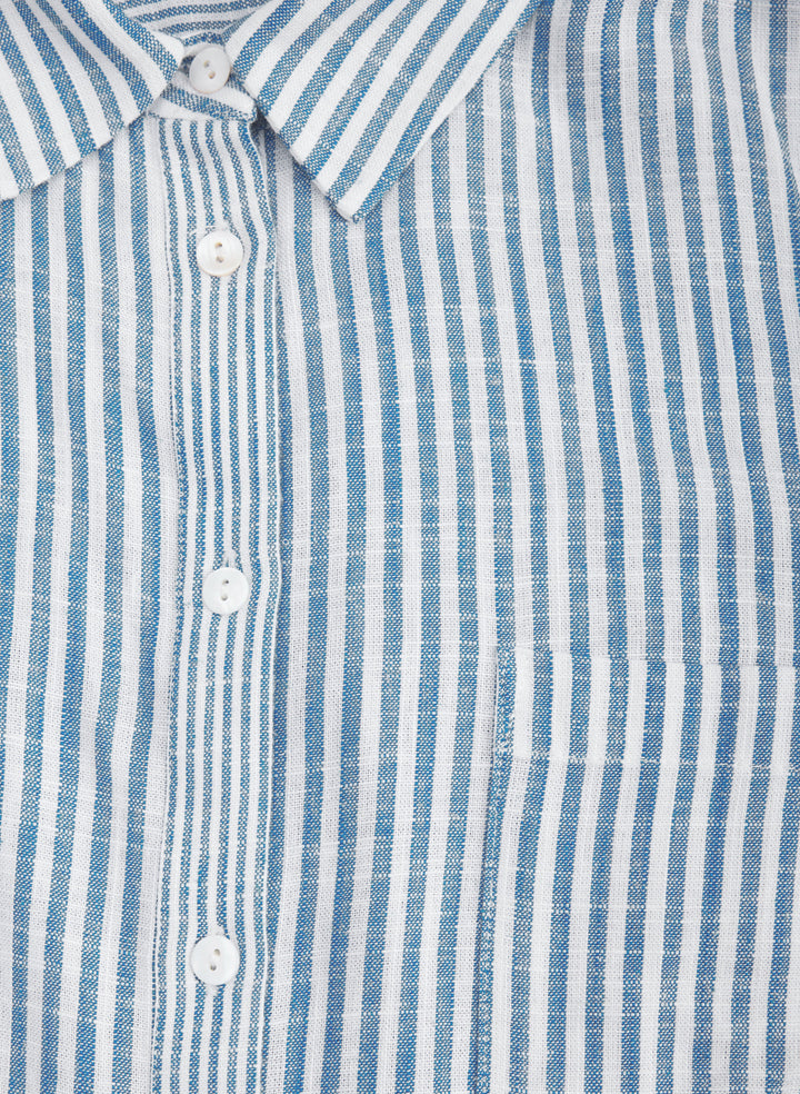 Striped Linen-Blend Shirt Dress