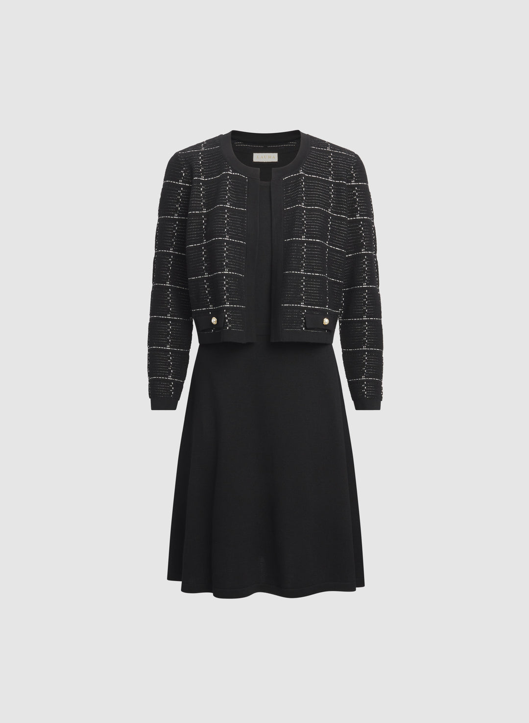Plaid Jacket & Knit Dress