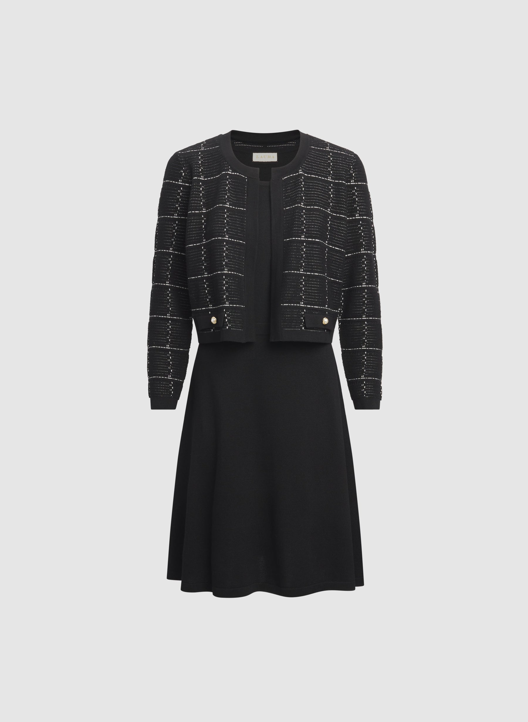 Plaid Jacket & Knit Dress