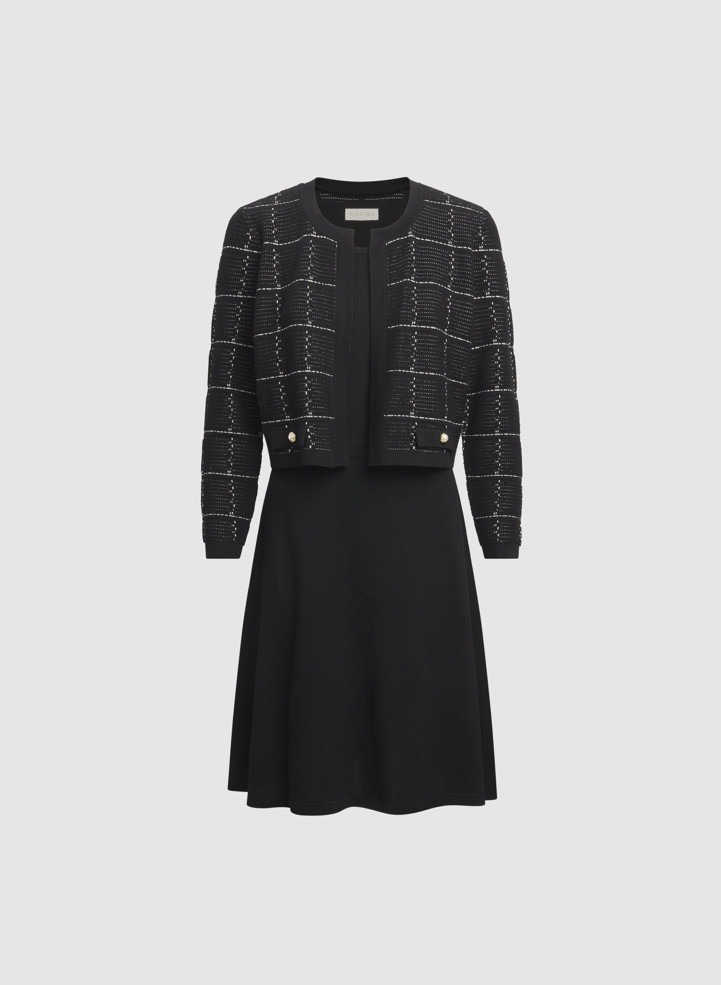 Plaid Jacket & Knit Dress