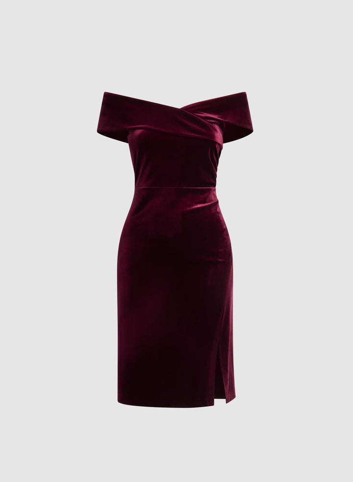 Off-The-Shoulder Velvet Dress