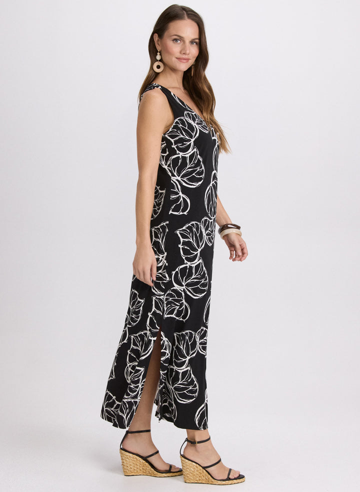 Leaf Print Maxi Dress