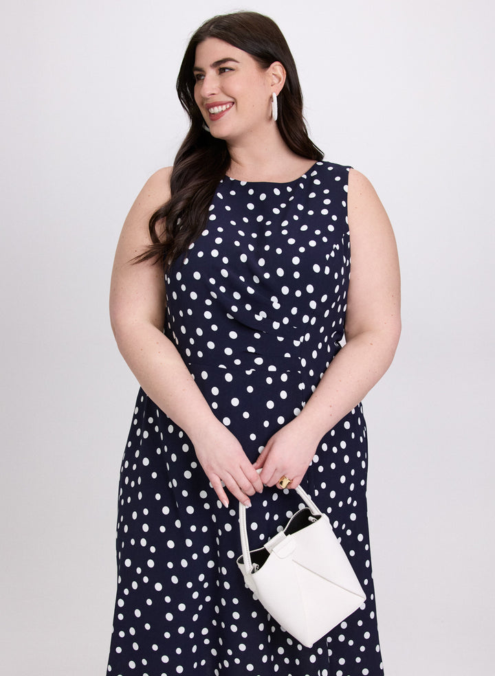 Ruched Waist Polka Dot Dress