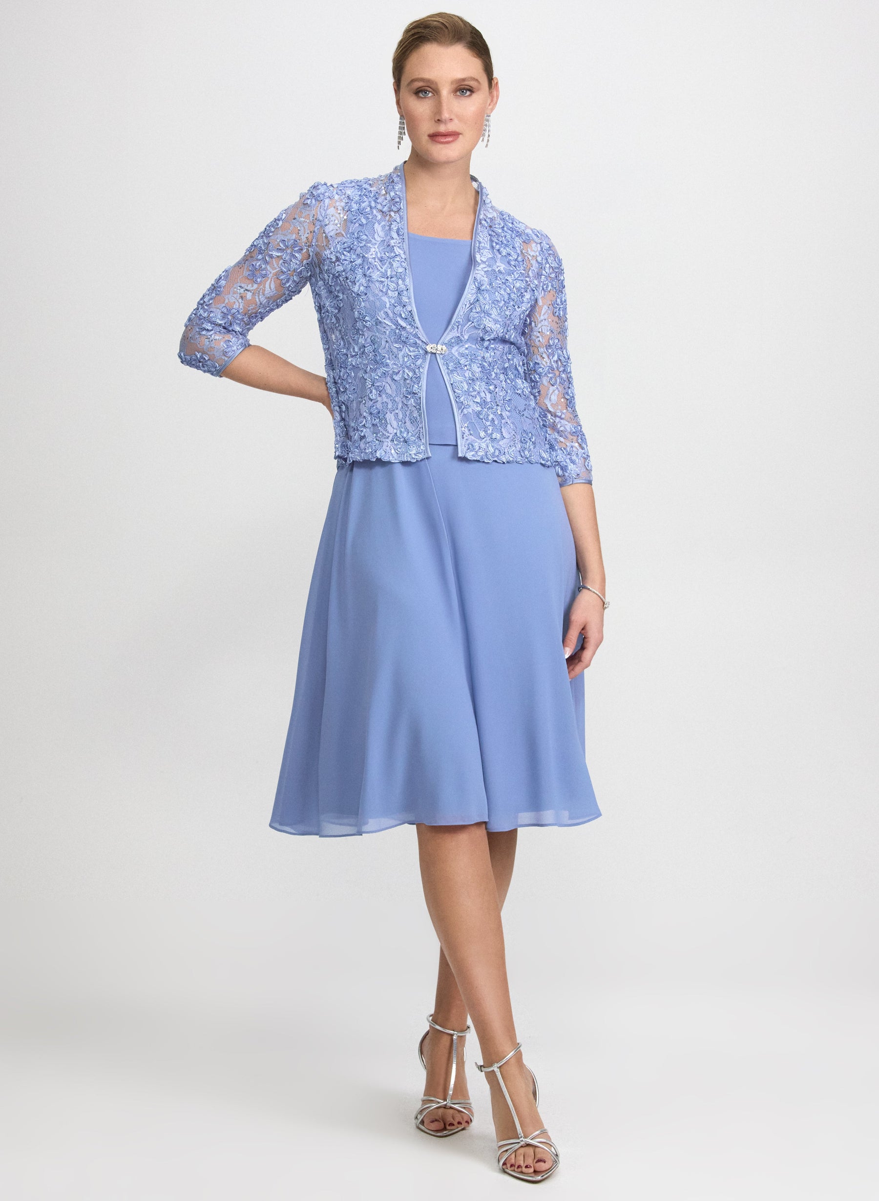 Soutache Jacket & Chiffon Dress Set