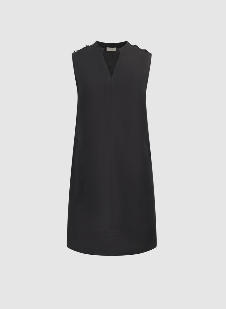 Linen-Blend Pocket Dress