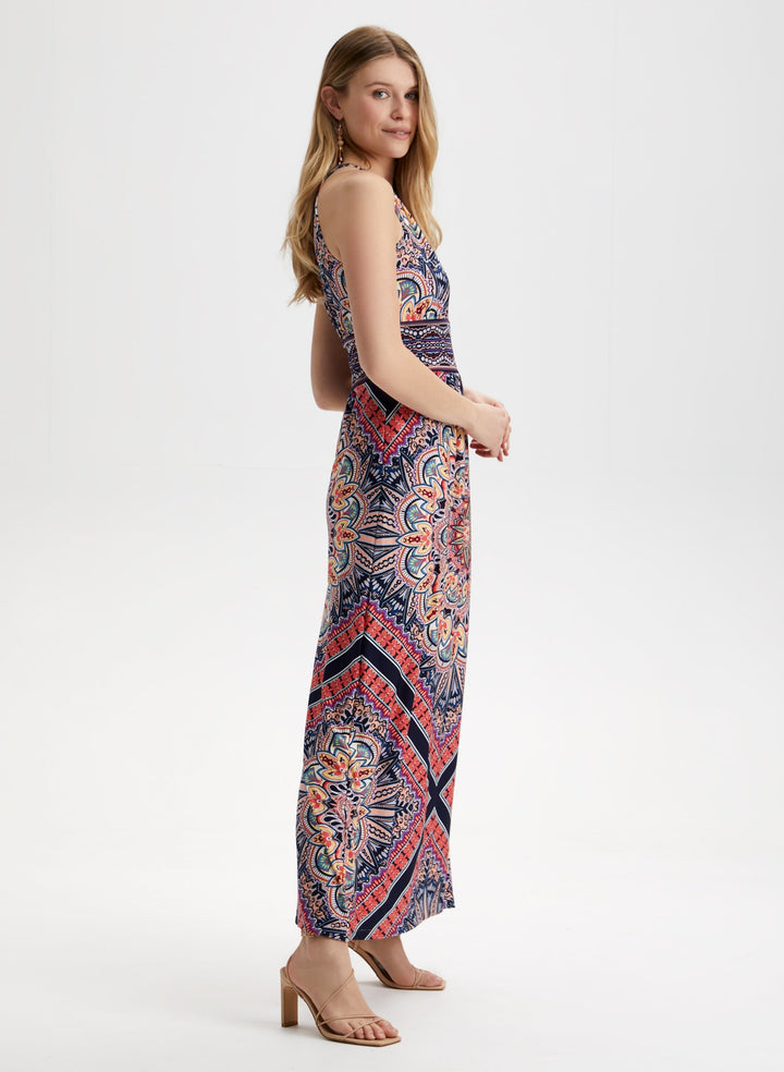 Floral Tile Motif Maxi Dress