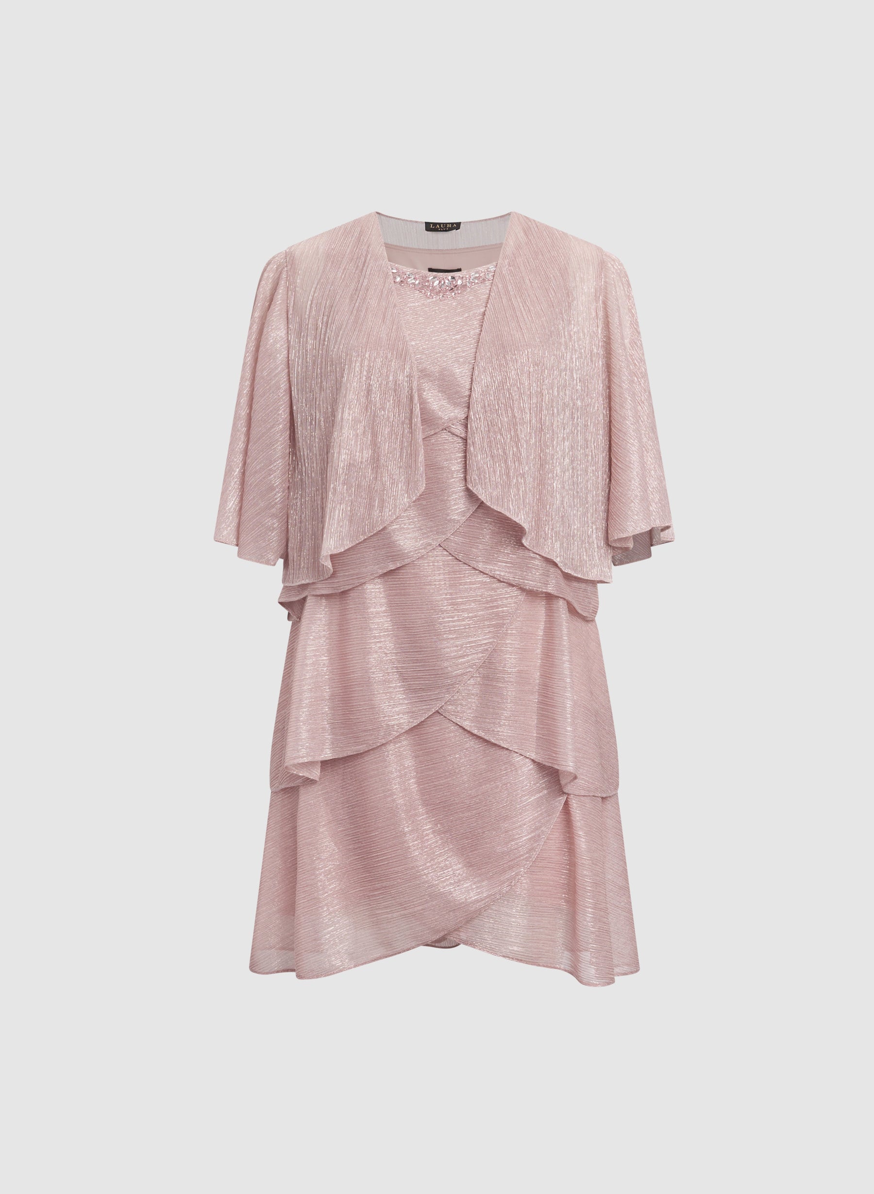 Metallic Jacket & Tiered Dress Set