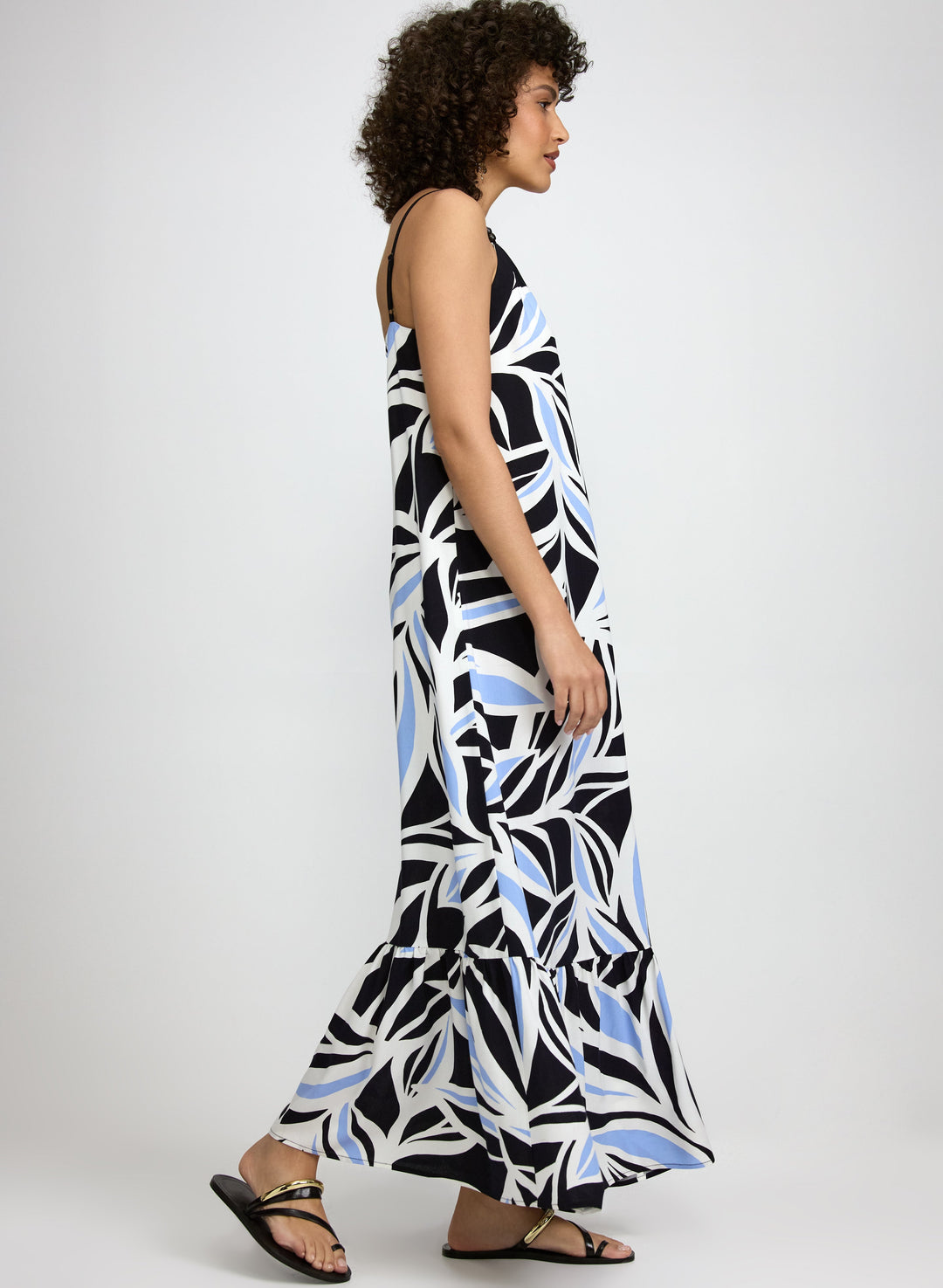 Leaf Print Maxi Dress