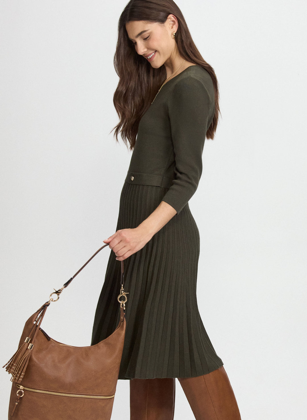 Pleated Fit & Flare Dress