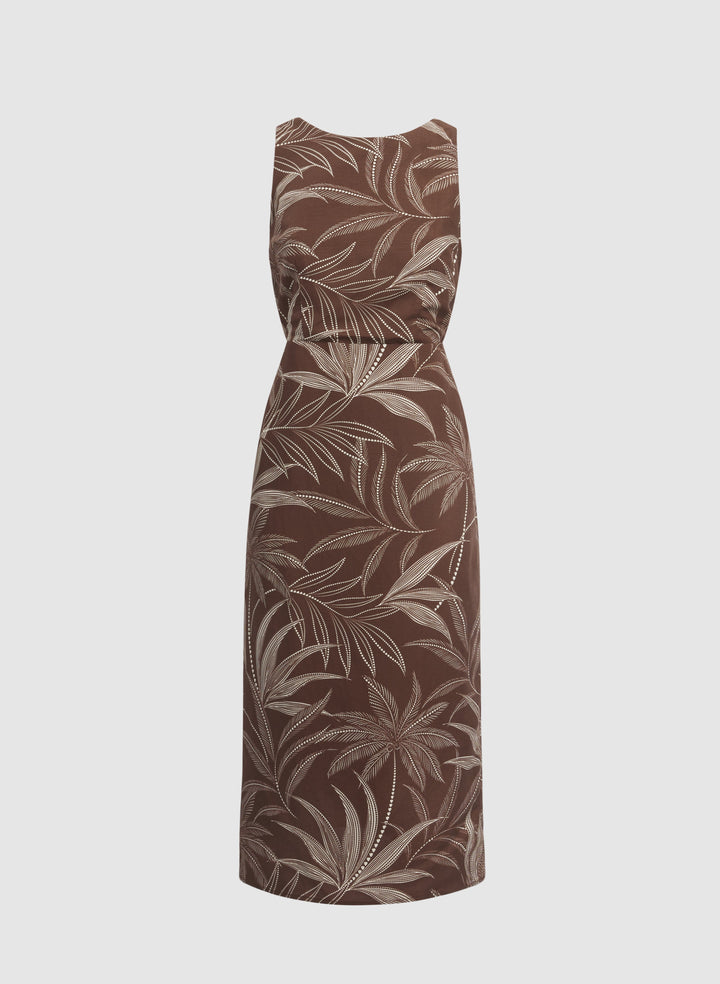 Leaf Print Midi Dress