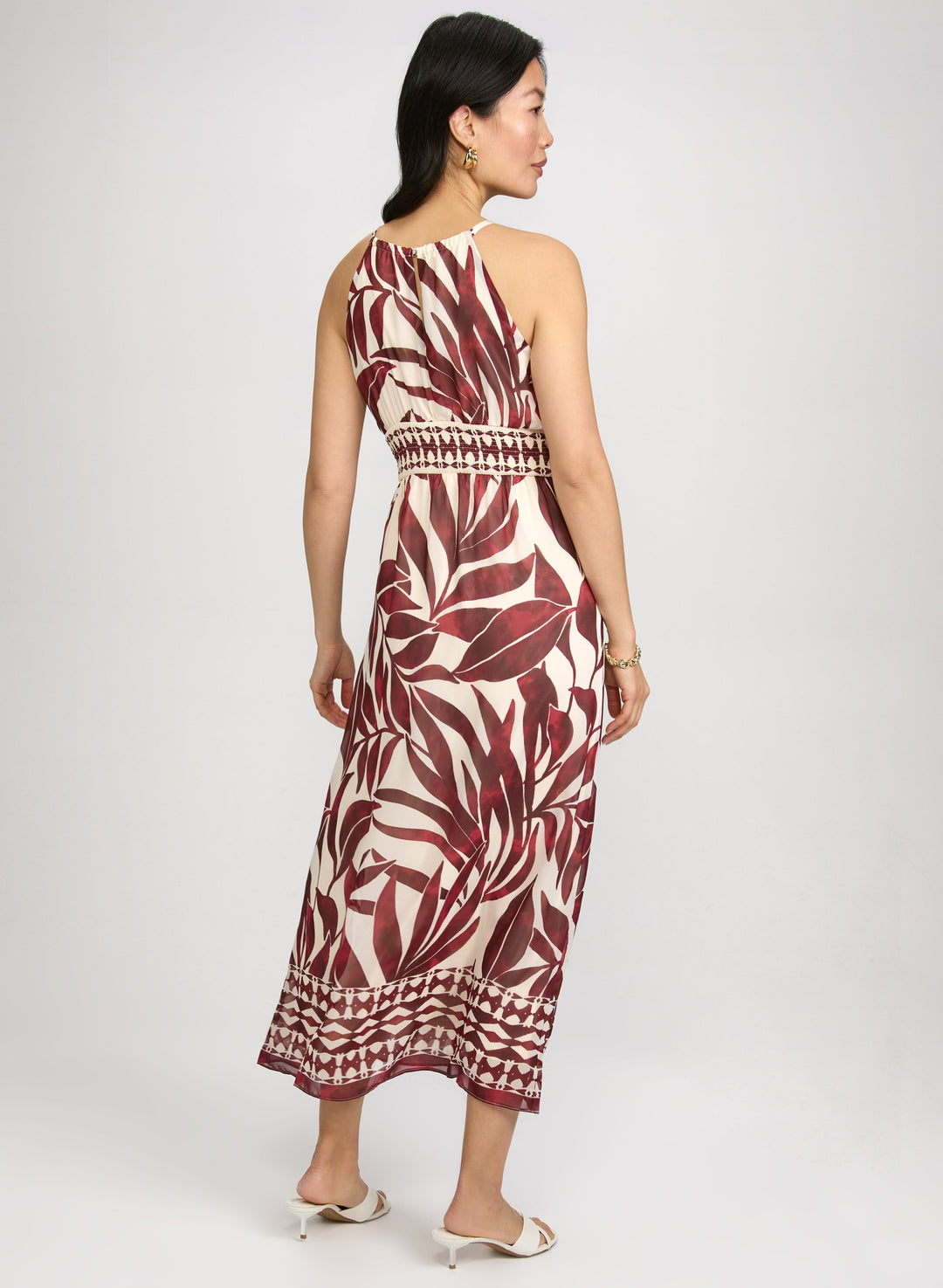 Leaf Print Halter Dress