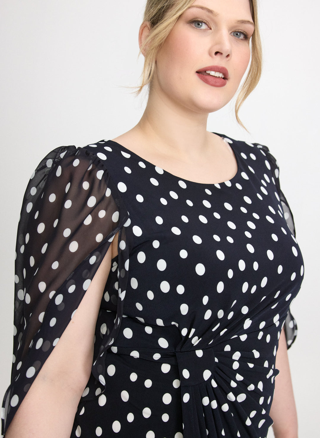 Polka Dot Cape Sleeve Dress