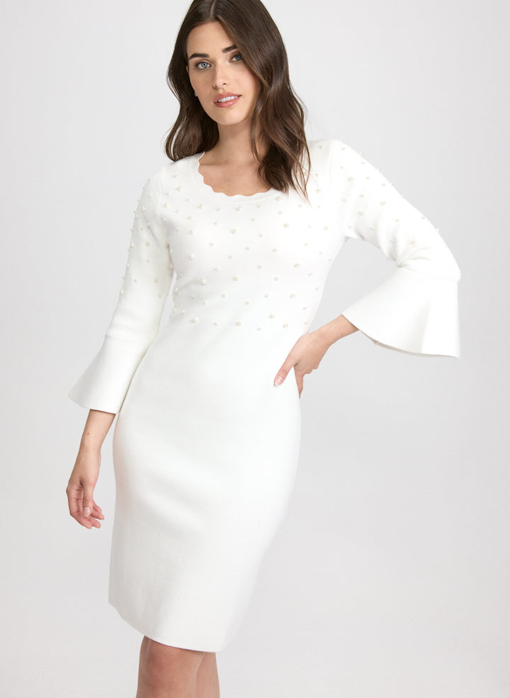 Pearl Embellished Sweater Dress