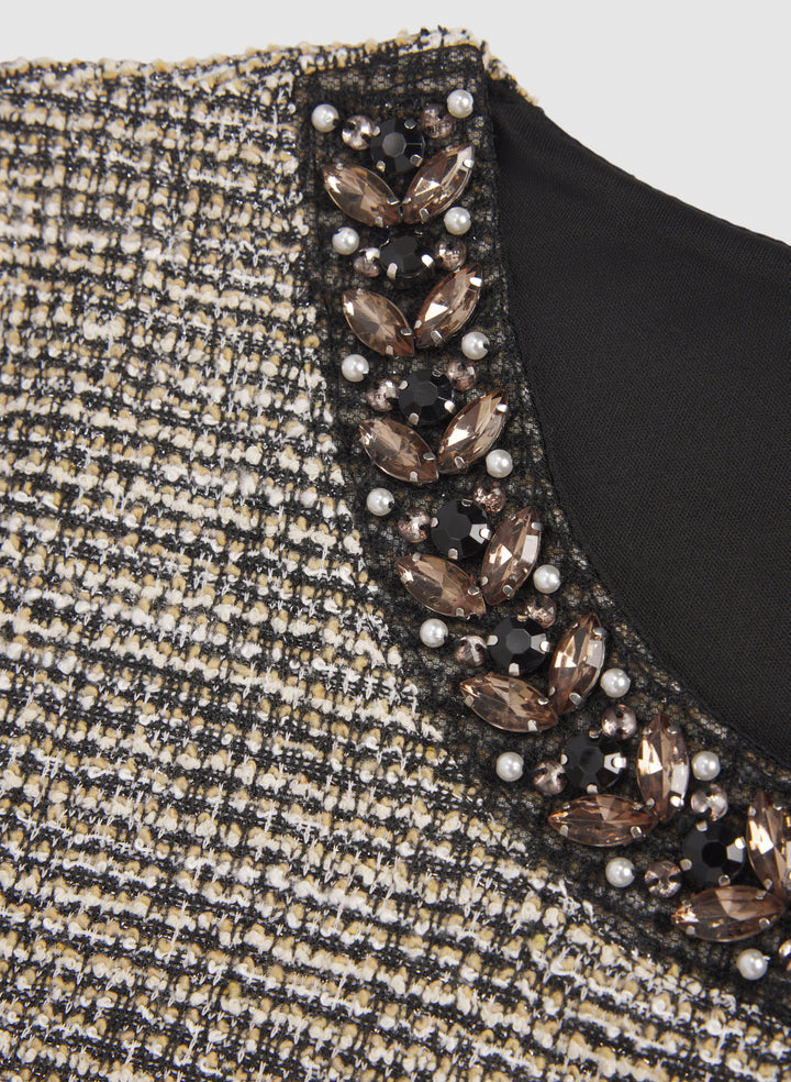 Embellished Tweed Dress