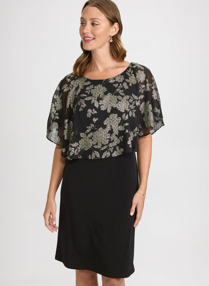 Metallic Floral Overlay Dress