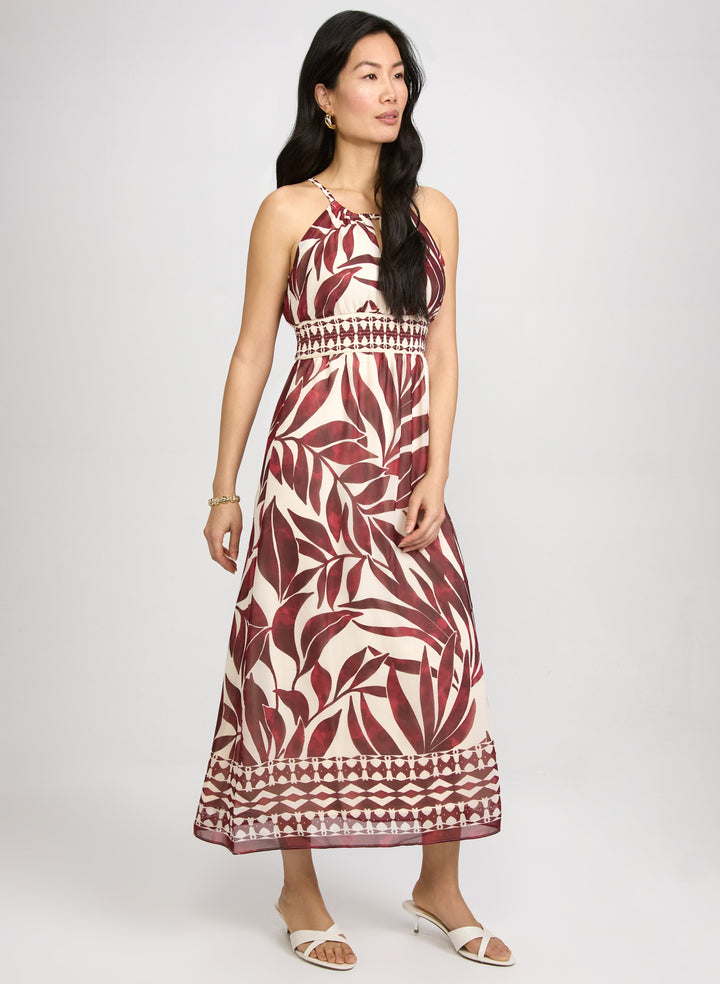 Leaf Print Halter Dress