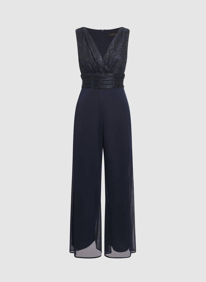 Metallic Wide-Leg Jumpsuit