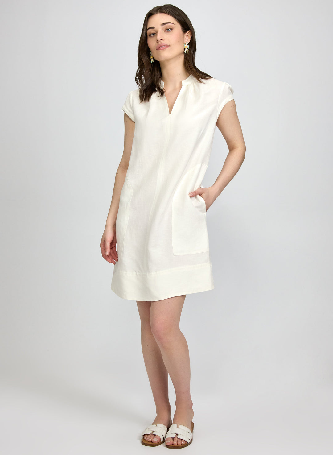 Straight Linen-Blend Dress