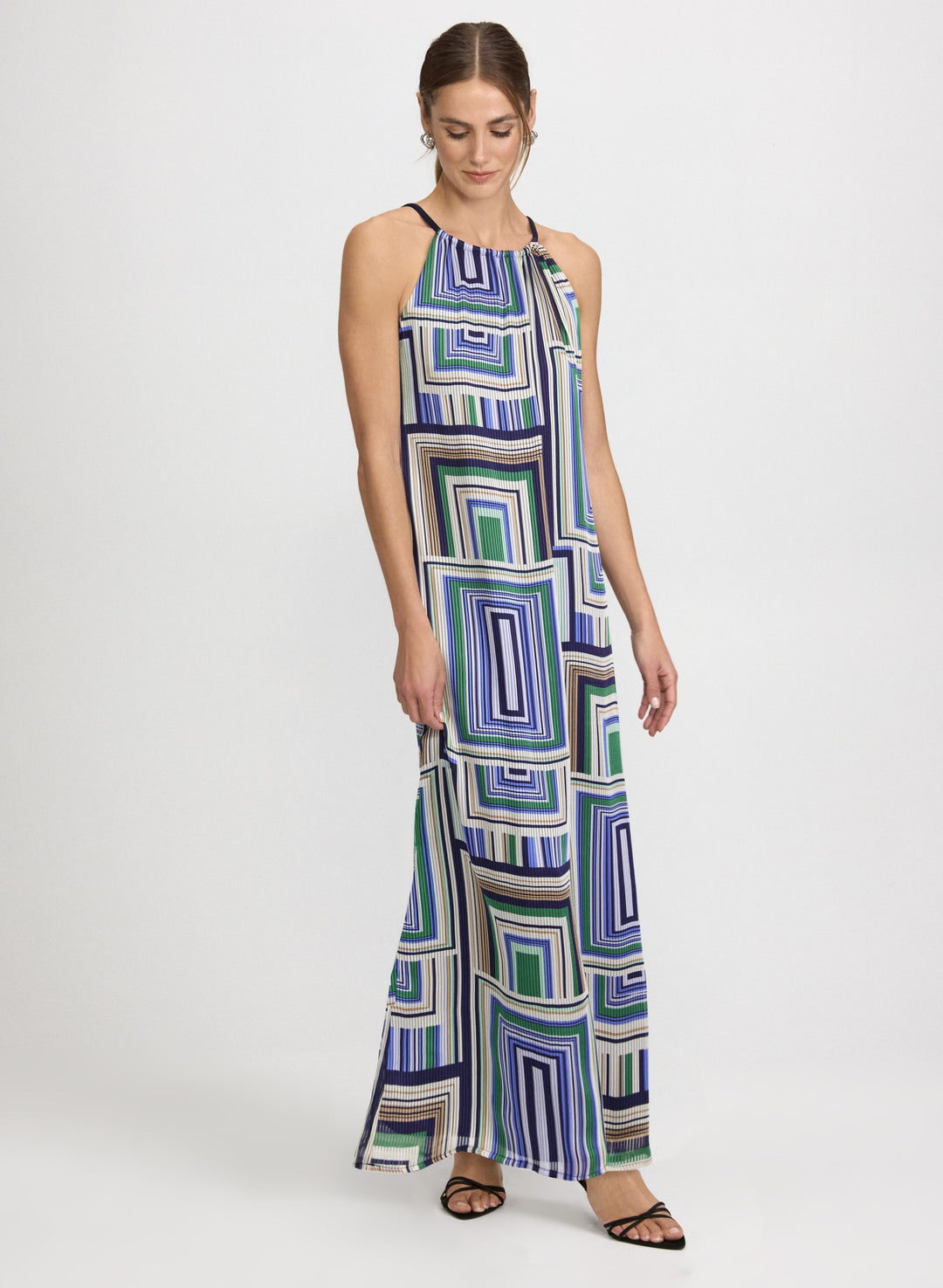 Geometric Halter Neck Dress