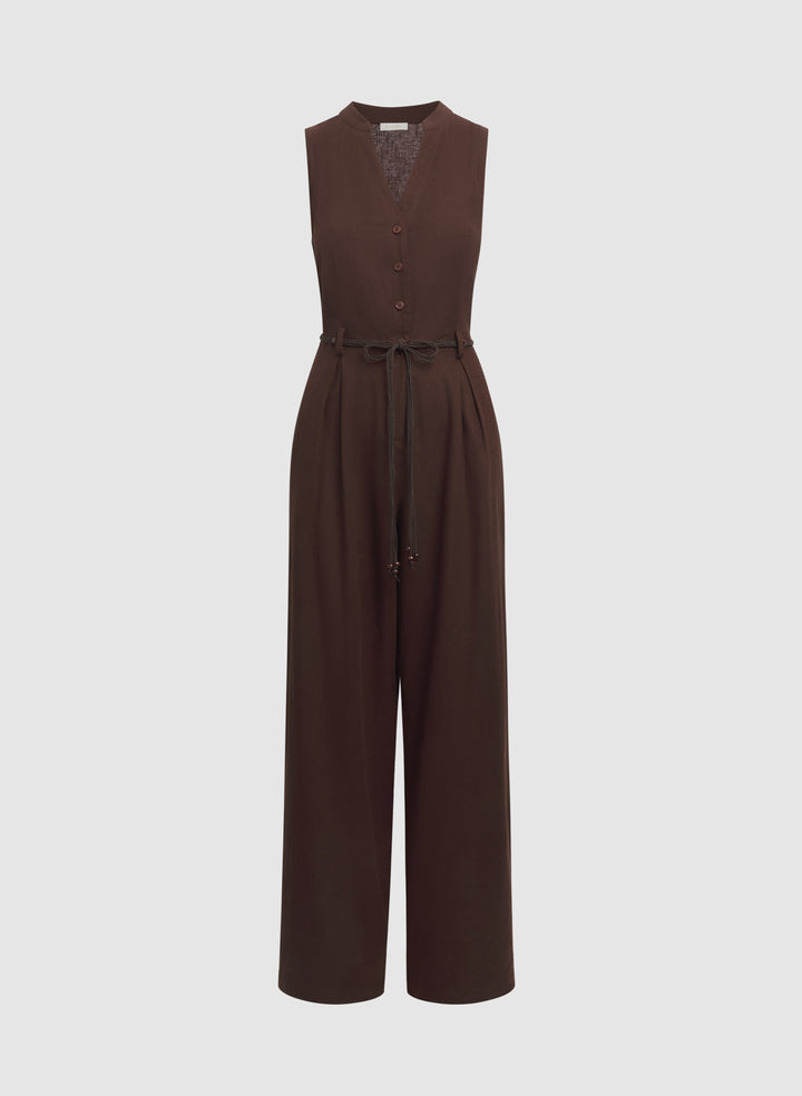 Wide-Leg Belted Jumpsuit