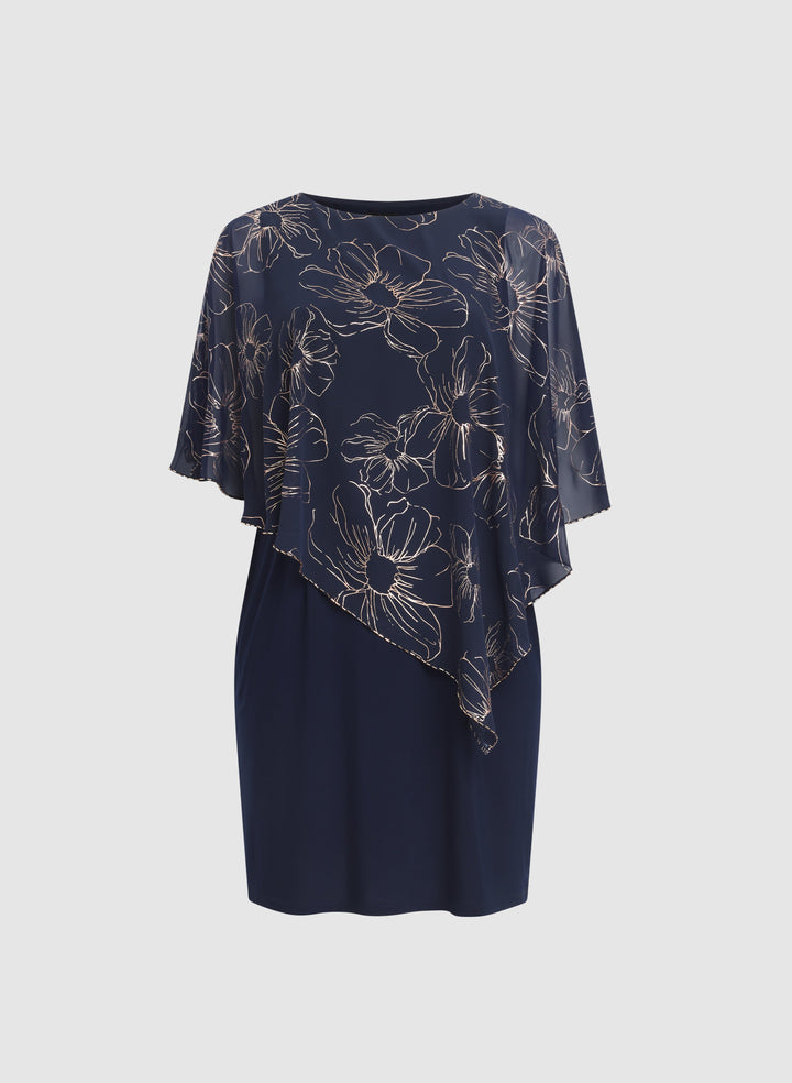 Metallic Floral Overlay Dress