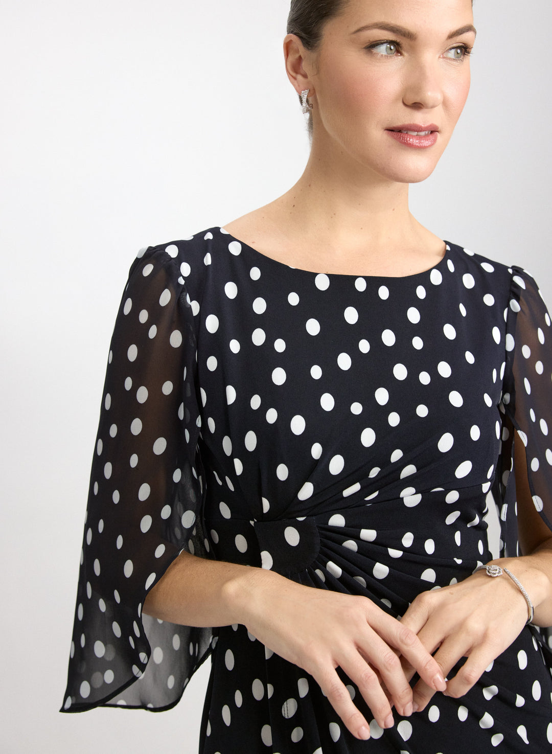 Polka Dot Cape Sleeve Dress