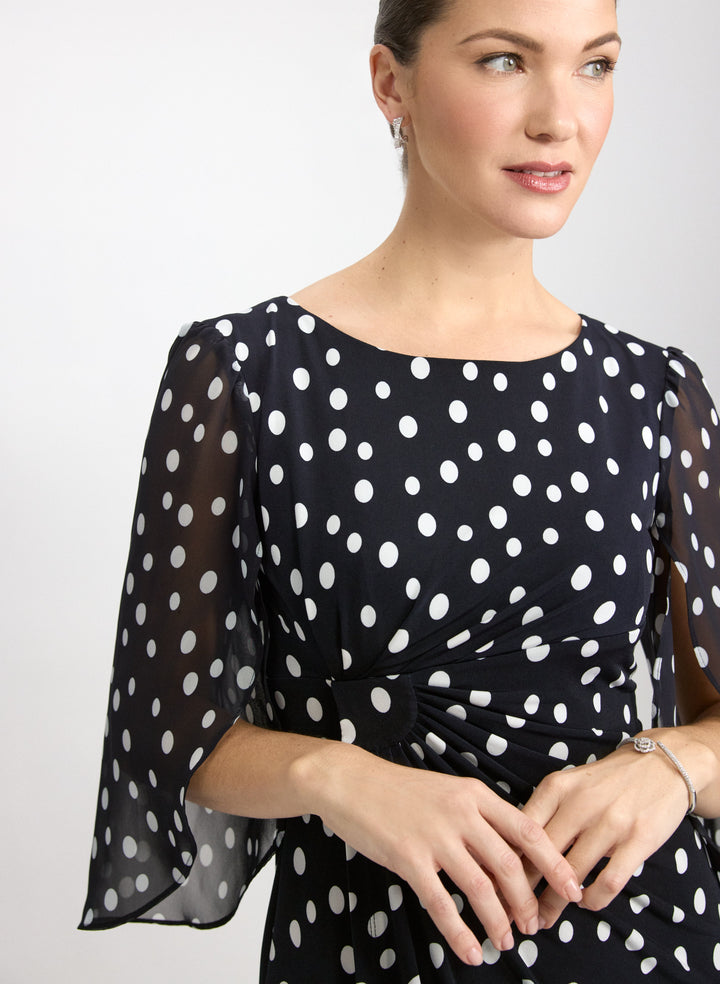 Polka Dot Cape Sleeve Dress